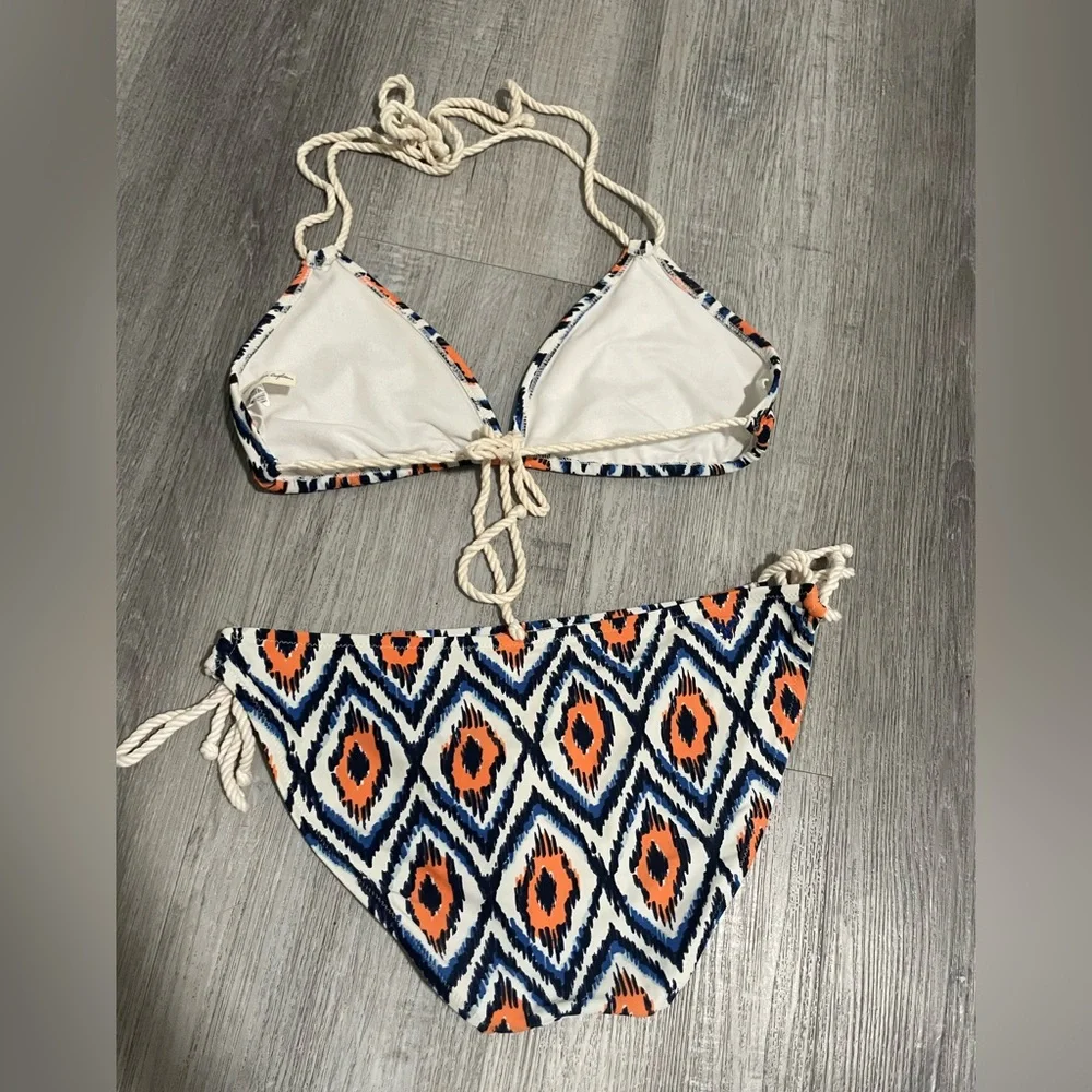 (EUC) 👙American Eagle Outfitters Vibrant Orange and Blue Bikini set, size large